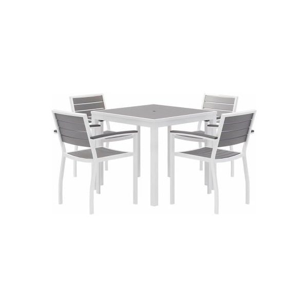 Kfi KFI 5 Piece Outdoor Dining Set, Gray w/ White Frame OL5601WHGY-4-T35SQWHGY - main